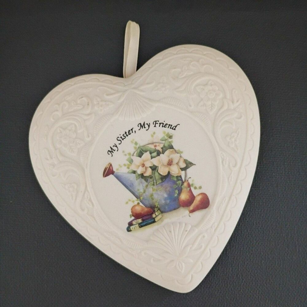 Vintage 1995 Ceramic Potpourri Holder Heart Shaped Wall Plague Gift for Sister